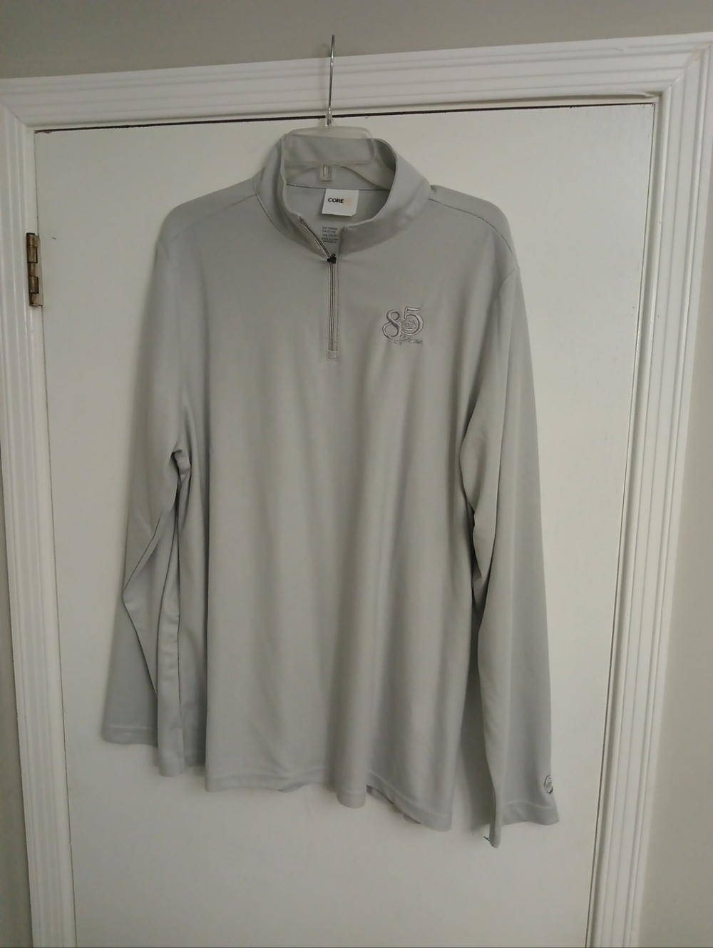 Light Gray Men's 1/4 Zip Pullover with '85' Embroidery